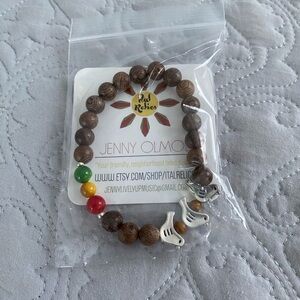 Three Little Birds Wooden Bead Bracelet with Colorful Accents